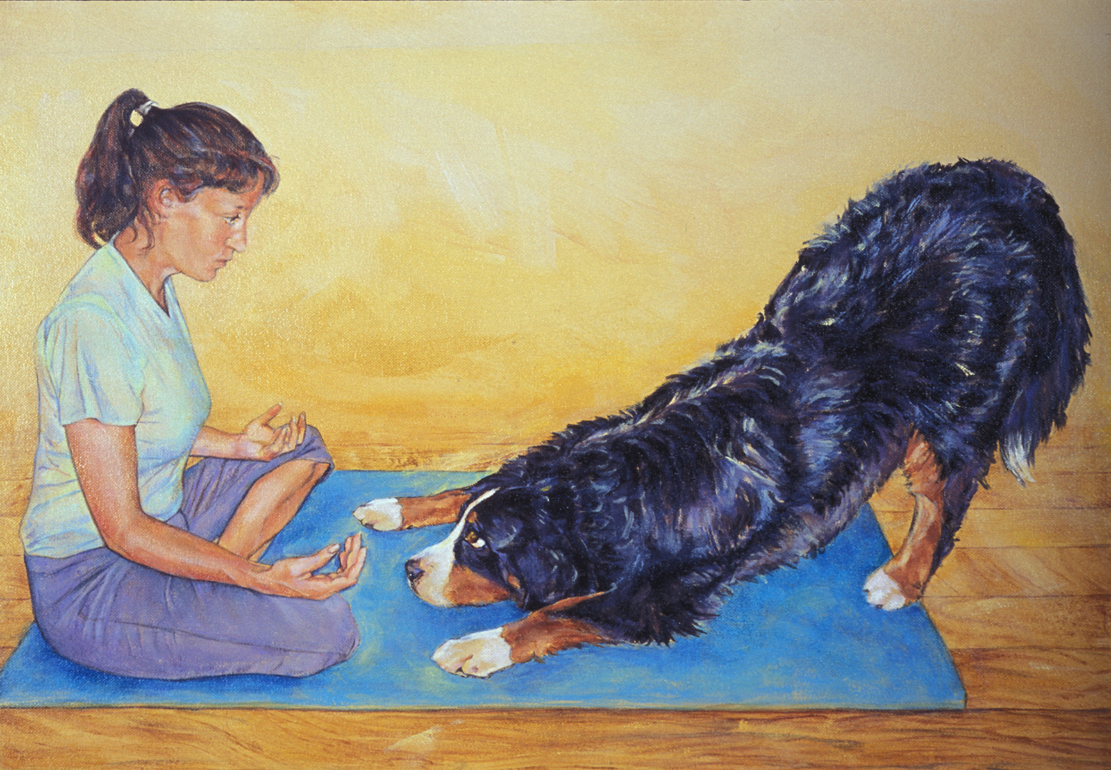 Yoga Dog, oil on canvas, 22"x16"